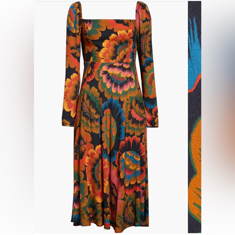 FARM rio colorful flowers midi dress